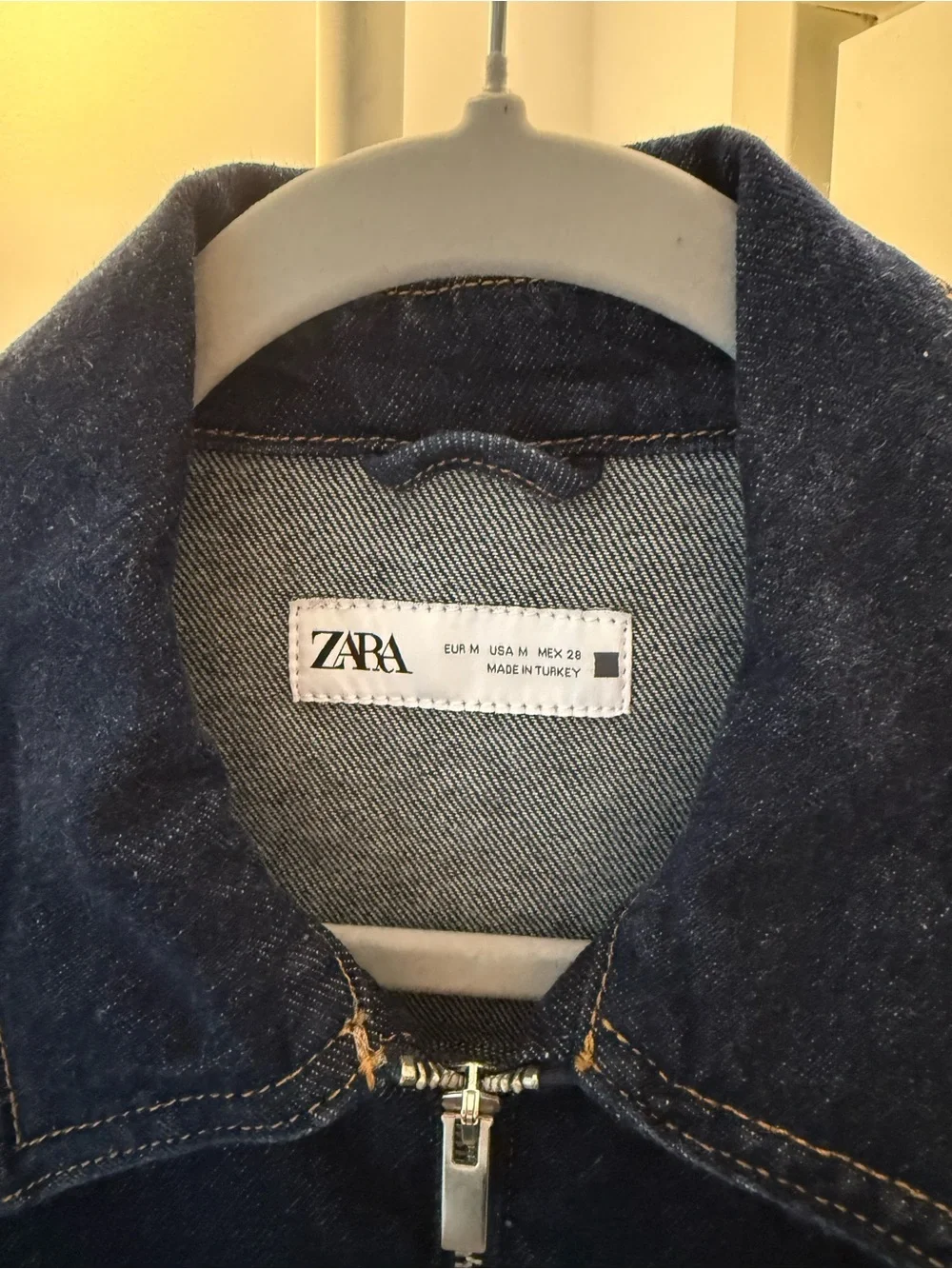 Zara Dark Blue Cropped Denim Top with Zip